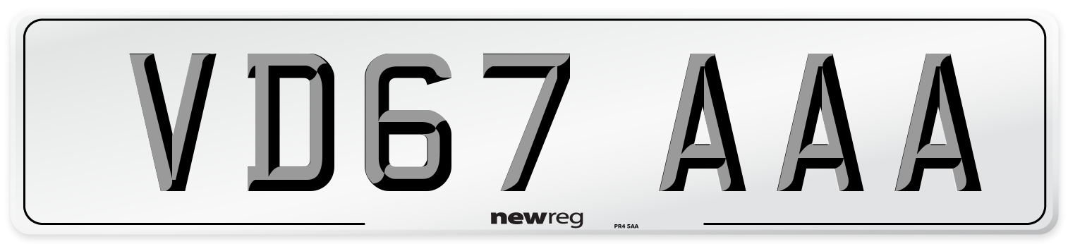 VD67 AAA Number Plate from New Reg